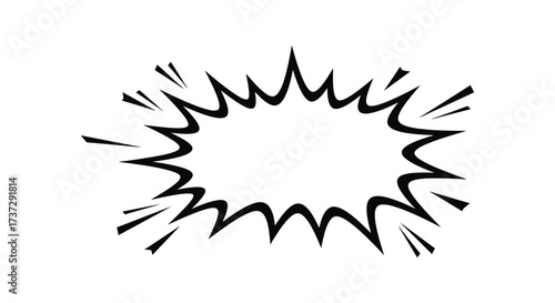 A simple black and white comic book explosion speech bubble design