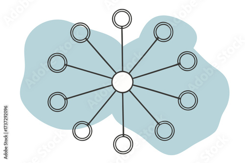 The global social network concept is an abstract 3D structure of people, technology, and business connections