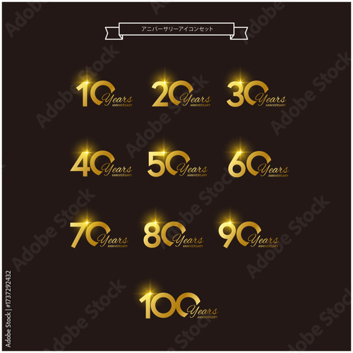 記念日・周年ロゴセット｜Gold Anniversary Icons Set