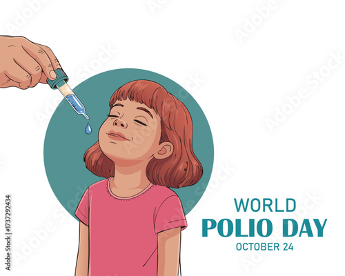 World Polio Day typography design with polio vaccine dropping