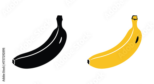A colorful illustration depicting a yellow and a black banana side by side