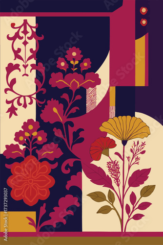 paisly geometrical and flower design for creating saree dupatta for dizital and textile design
