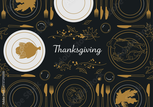 Minimalist Thanksgiving Table Setting Flat Lay