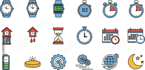 Modern Lineal Time Management Device and Deadline Related Items Icon