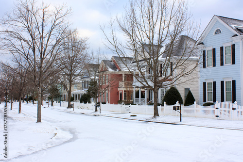 Street in winter in Carpenter Village, Cary, North Carolina