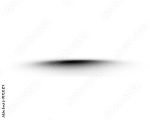 Realistic black shadow effect isolated on white background. Soft round drop shadow illustration for design and presentation. Simple graphic element for 3D look and depth.