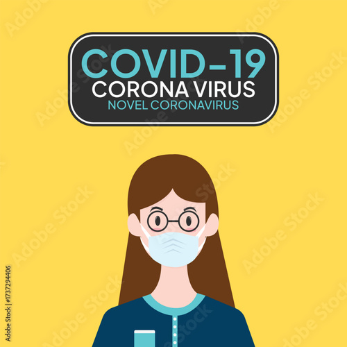 Coronavirus in China. Novel coronavirus (2019-nCoV), people in white medical face mask. Concept of coronavirus quarantine vector illustration. woman in white medical face mask.