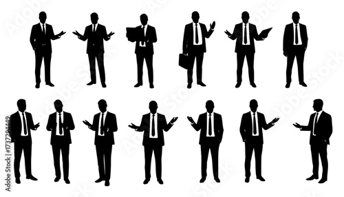 Business people working remotely and in office meetings silhouettes
