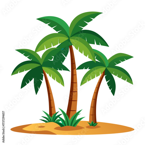 tropical palm trees: palm trees on a sandy island scene for tropical landscape, beach decor, and vacation theme