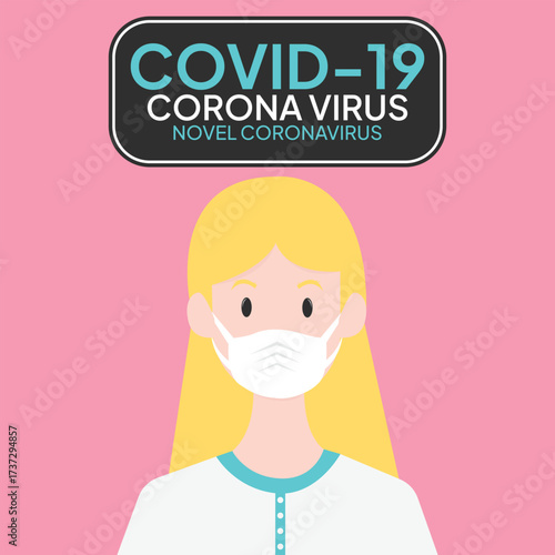 Coronavirus in China. Novel coronavirus (2019-nCoV), people in white medical face mask. Concept of coronavirus quarantine vector illustration. woman in white medical face mask.