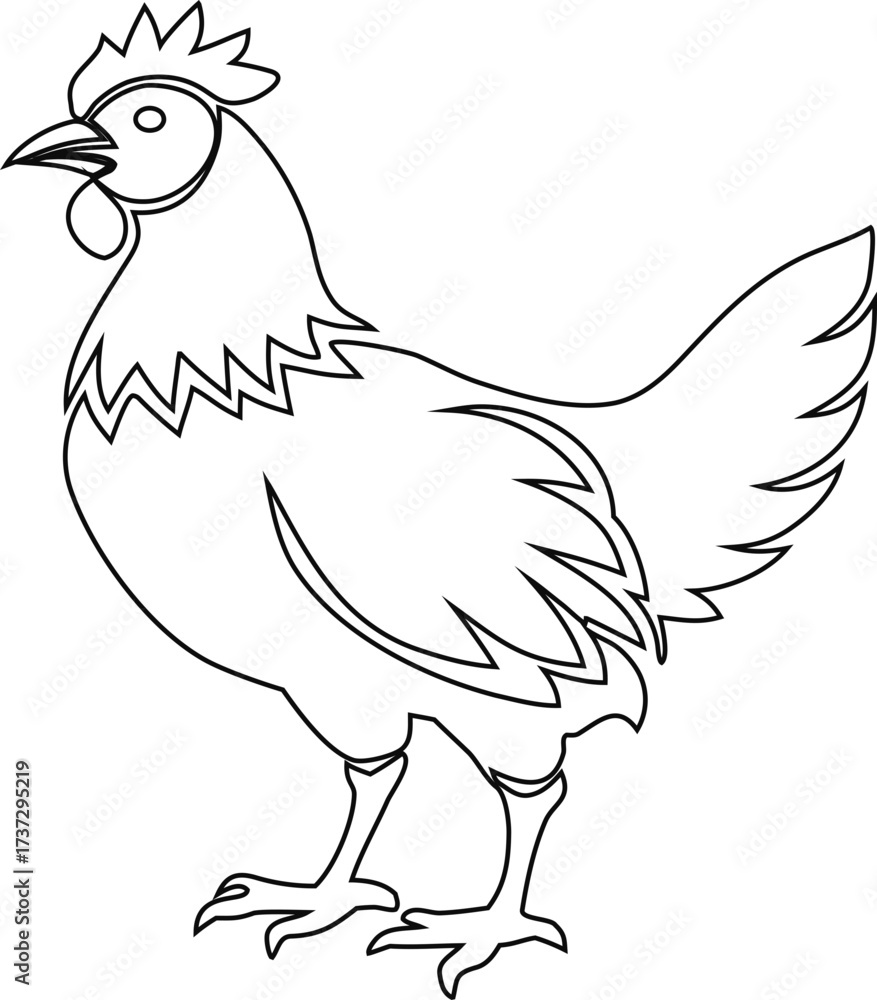 Obraz premium Outline hen vector icon, great for farm branding, agriculture packaging, poultry business identity, and organic food logos.