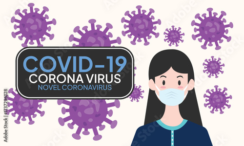 Coronavirus in China. Novel coronavirus (2019-nCoV), people in white medical face mask. Concept of coronavirus quarantine vector illustration. woman in white medical face mask.