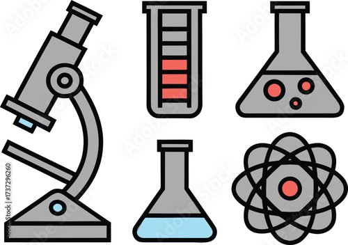 Collection of science and laboratory equipment icons