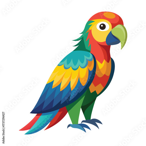 a colorful parrot with a green beak and yellow and orange feathers