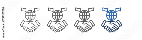 
Outline icon set relations with a design of relations between two countries in the world