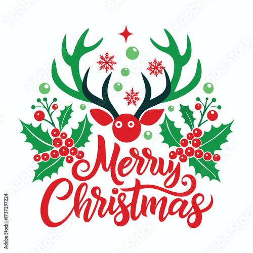 christmas card with holly berries