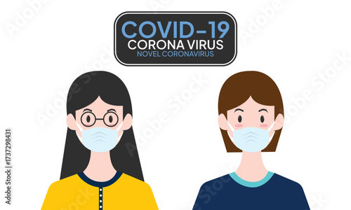 Coronavirus in China. Novel coronavirus (2019-nCoV), people in white medical face mask. Concept of coronavirus quarantine vector illustration. woman in white medical face mask.