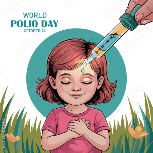 World Polio Day typography design with polio vaccine dropping