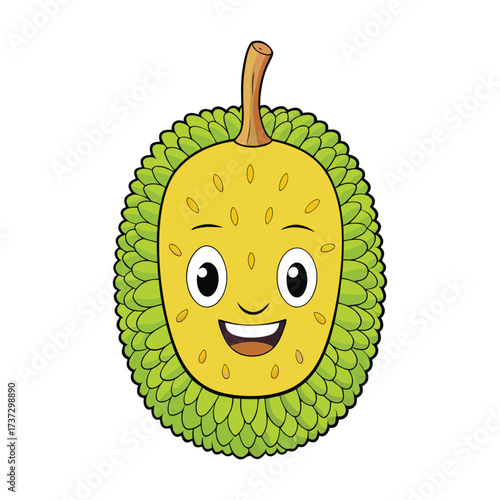 a cartoon durian fruit with a smile