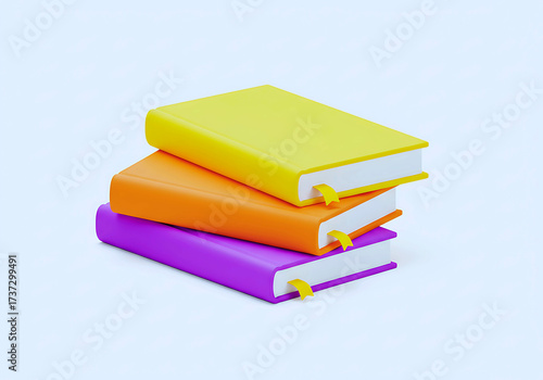 3d stack of books set isolated on transparent background