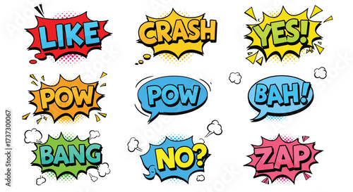 Collection of Comic Book Sound Effects and Words.