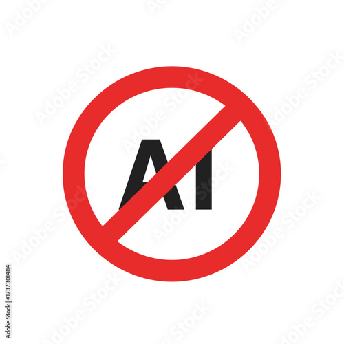 No AI Icon – Anti Artificial Intelligence Symbol for Ban, Restriction, and Technology Warning
