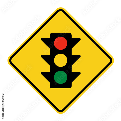 Traffic Light Road Sign Icon – Warning Signal Symbol for Safety, Driving, and Highway Regulations