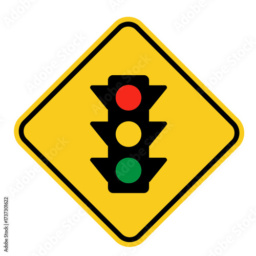 Traffic Light Road Sign Icon – Warning Signal Symbol for Safety, Driving, and Highway Regulations