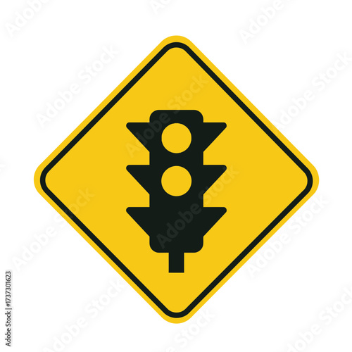 Traffic Light Road Sign Icon – Warning Signal Symbol for Safety, Driving, and Highway Regulations