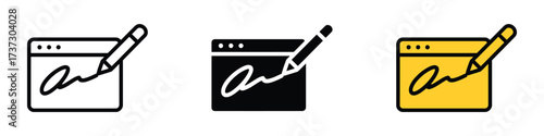 Electronic signature icon vector. electronic document signing and verification symbol. vector illustration.