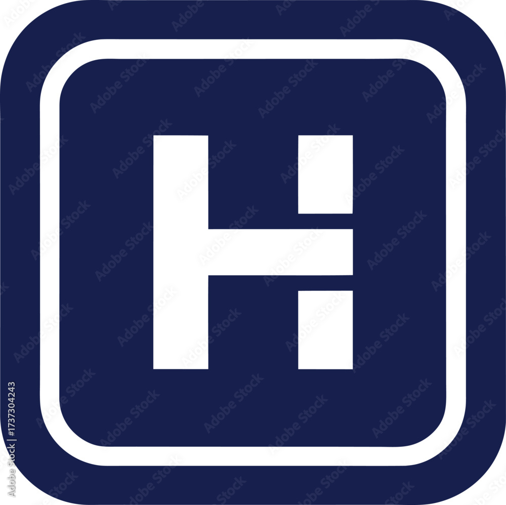 Fototapeta premium Helipad Sign Flat Vector Icon for Helicopter Landing, Aviation Terminal, and Air Transport Apps, Isolated on White Background.