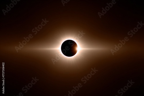 Stunning solar eclipse with dark silhouette and glowing corona