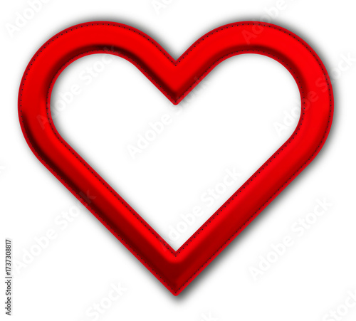 Christmas Red Heart Outline Icon glossy 3D festive holiday winter decoration shiny love romance symbol for celebration poster sticker background