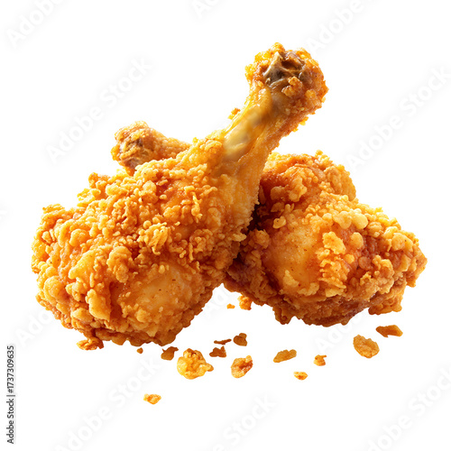 Crispy Fried Chicken Drumsticks on Transparent Background