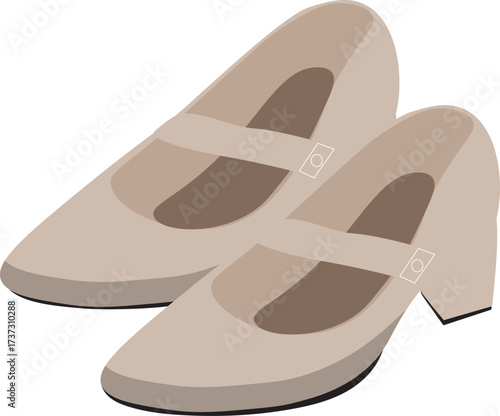 Mary Jane Block Heels Illustration