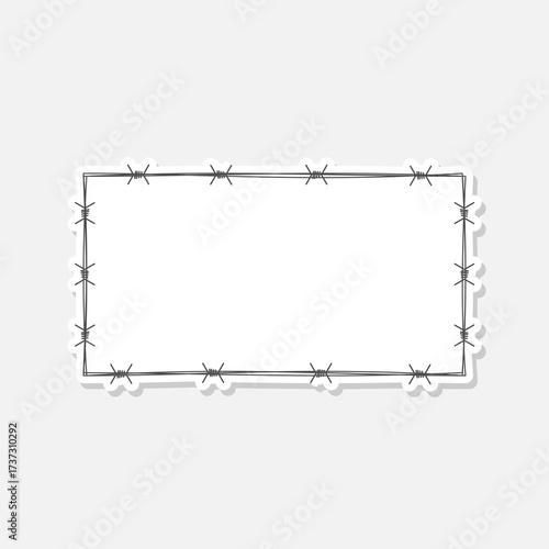 Barbed wire frame rectangle icon sticker isolated on gray background