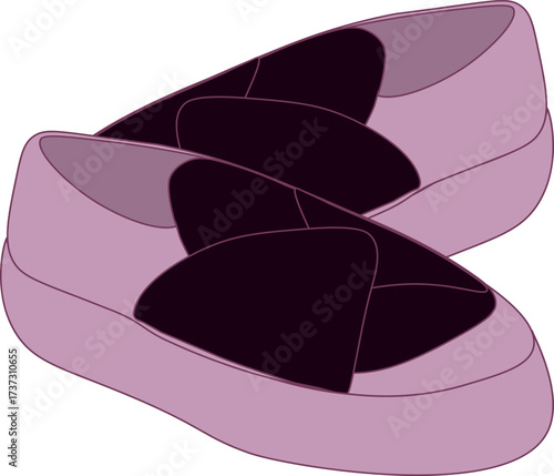 Two-Tone Loafers with Overlapping Detail Illustration