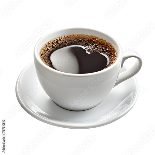 White Coffee Cup on Saucer with Dark Brew