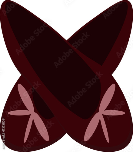 Dark Red Ballerina Flats with Flower Detail Illustration