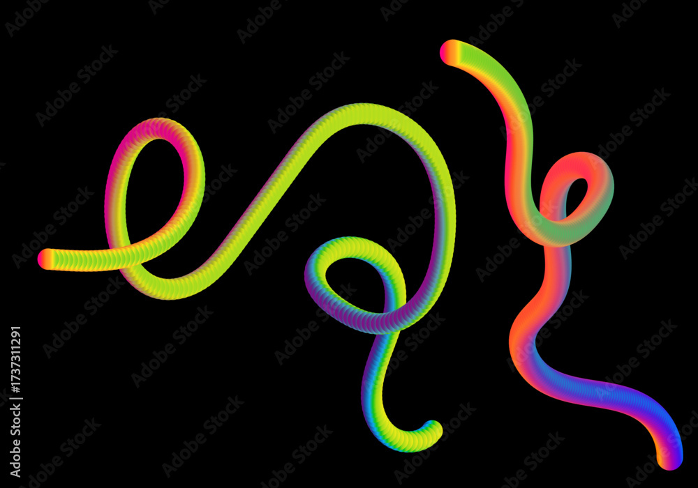 Fototapeta premium Abstract colorful glowing neon tube curves and lines on a, vibrant gradient, futuristic, digital art