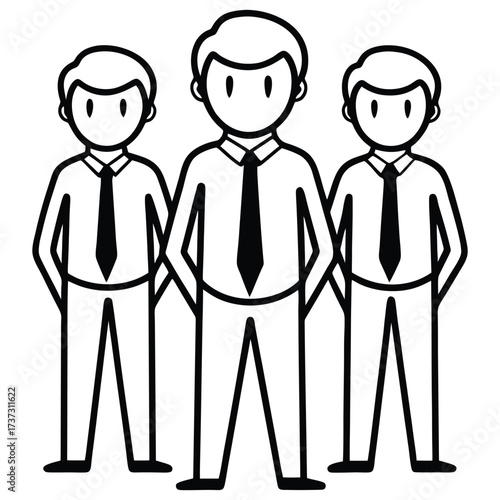 Three business people icons representing teamwork and corporate collaboration