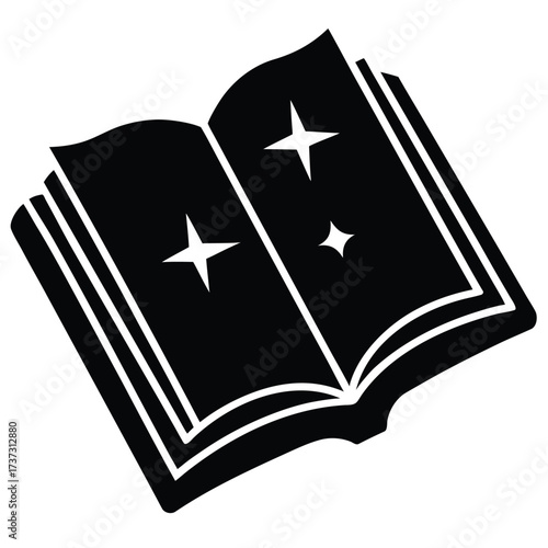 spell book silhouette vector illustration