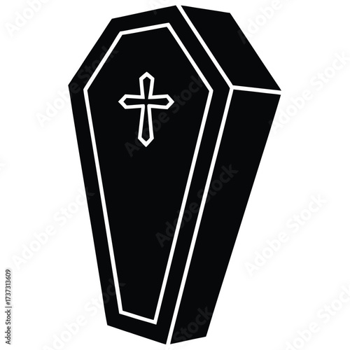vampire coffin silhouette vector illustration