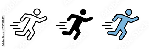 Man fast run icon vector design illustration stroke, filled and colored.