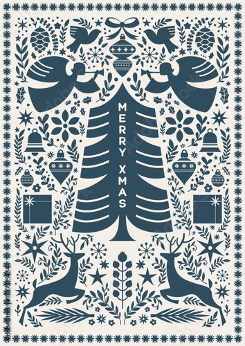 Blue Scandinavian Christmas Angels Tree