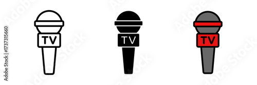 Microphone press icon vector collection. stroke, filled and colored concept for web design.