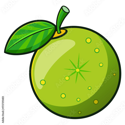 Whimsical lime illustration with a fresh, vibrant appeal, perfect for adding a playful touch to any design with its bright colors and unique style