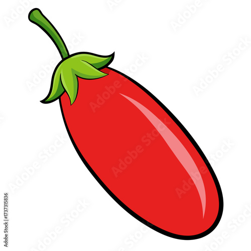 Fresh red chili pepper illustration with vibrant colors, perfect for spicy food menus, recipe cards, or adding a kick to your design projects