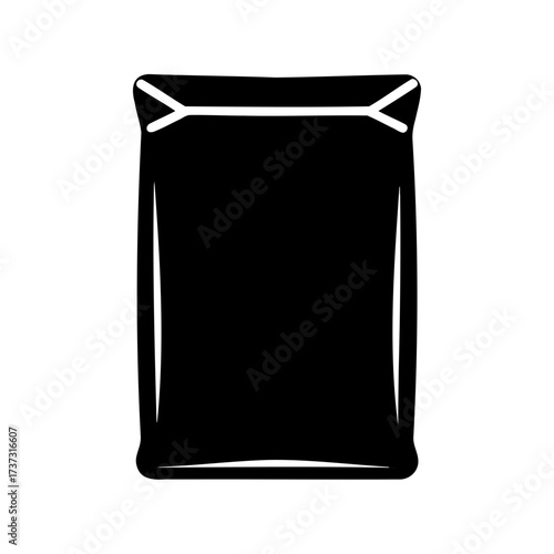 Icon Illustration of a Black Bag with White Lines on a White Background
