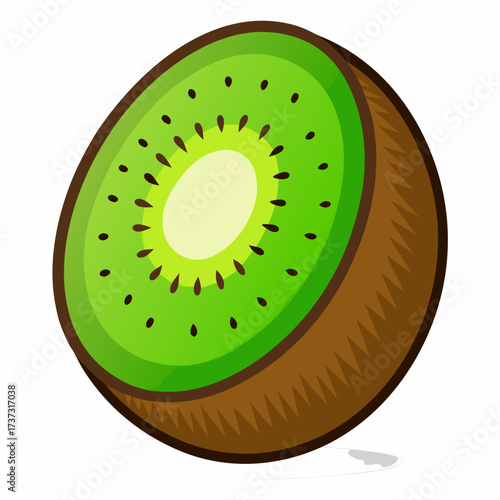Fresh kiwi fruit slice, vibrant tropical food illustration, healthy eating concept, perfect for summer smoothie ads and nutrition blog posts